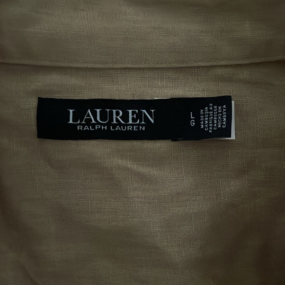 Ralph Lauren black label pure linen shirt in camel beige size L preppy - Picture 6 of 7